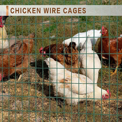 Tongmo 4 ft x 50 ft Green PVC Coated Welded Wire Fence, 16GA Garden Chicken Wire Fence Roll, Mesh Size 2" x 4" Hardware Cloth, Ideal for Yard Protection and Poultry Netting - color: Green, size: 4ft*50ft