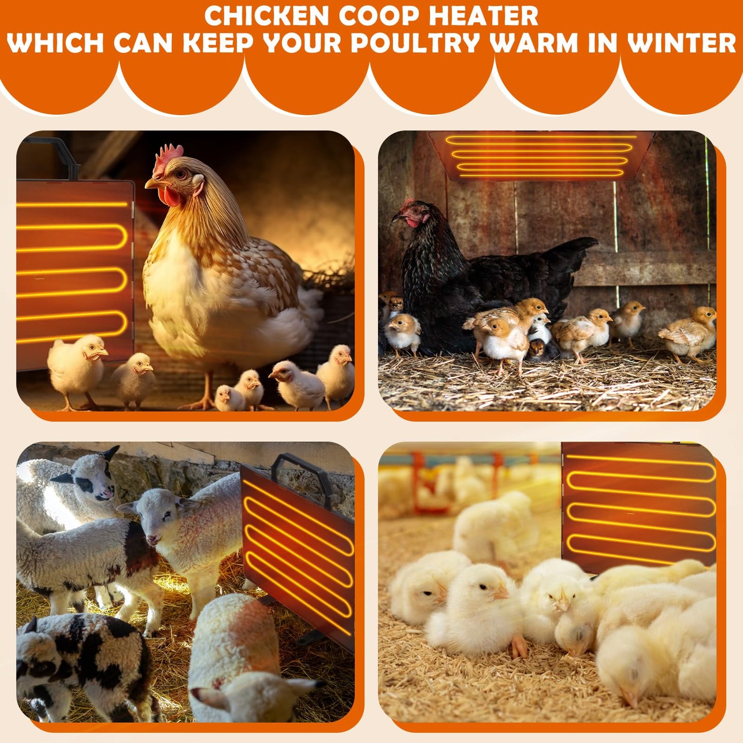 Glooglitter Chicken Coop Heater for Winter 15.7x11.8 Inch 160W Radiant Heat Panel Fire Proof Adjustable Temp Brooder Heat Plate for Chicken Kitten Puppy Pets Animals